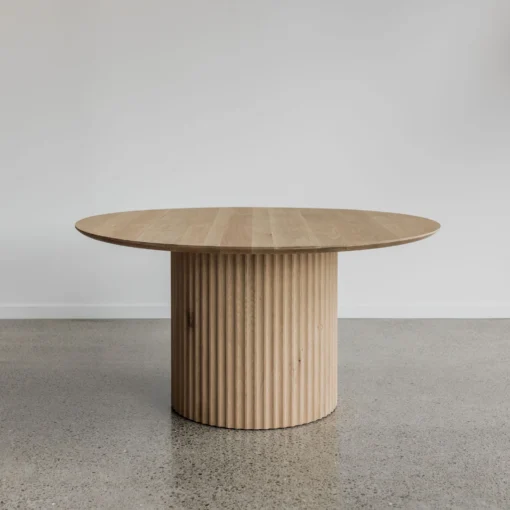 meja makan bulat modern minimalis kayu jati solid