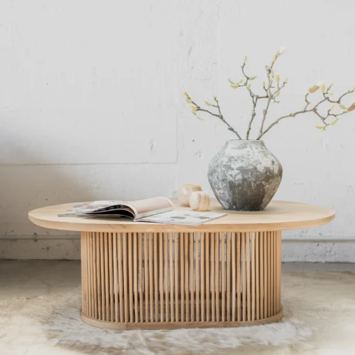 meja tamu minimalis modern kayu jati solid