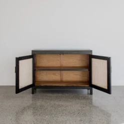 bufet rotan minimalis modern kayu jati solid