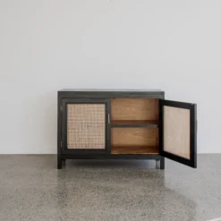 bufet rotan minimalis modern kayu jati solid