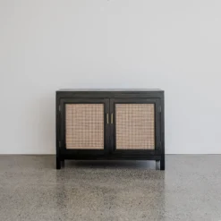 bufet rotan minimalis modern kayu jati solid