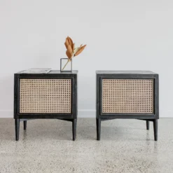 nakas rotan minimalis scandinavian kayu jati