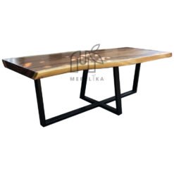 meja makan industrial kayu trembesi solid