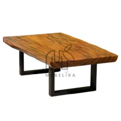 Meja Lesehan Kayu Trembesi Solid Kaki Besi