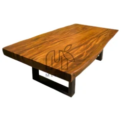 Meja Lesehan Kayu Trembesi Solid Kaki Besi