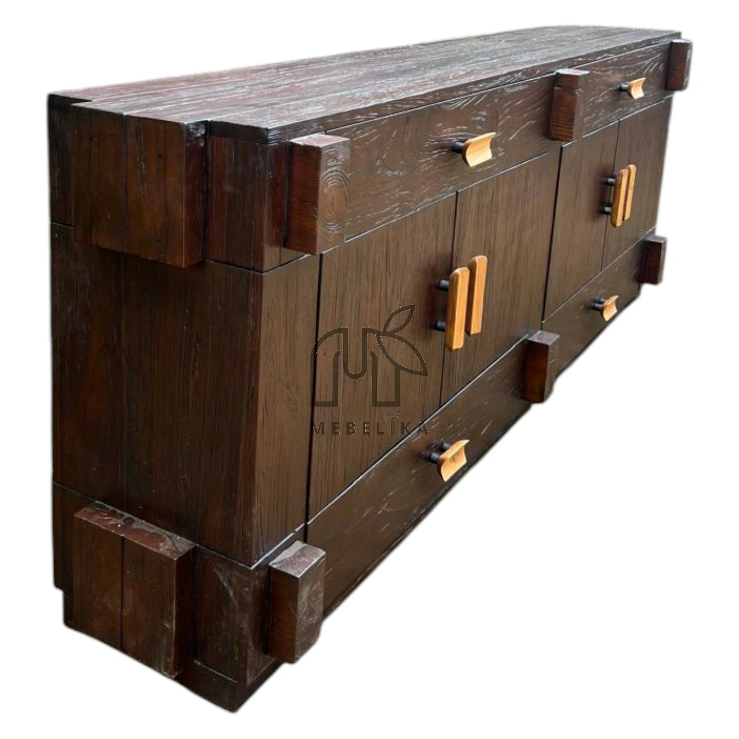 Meja Receptionist Kayu Jati Solid Minimalis