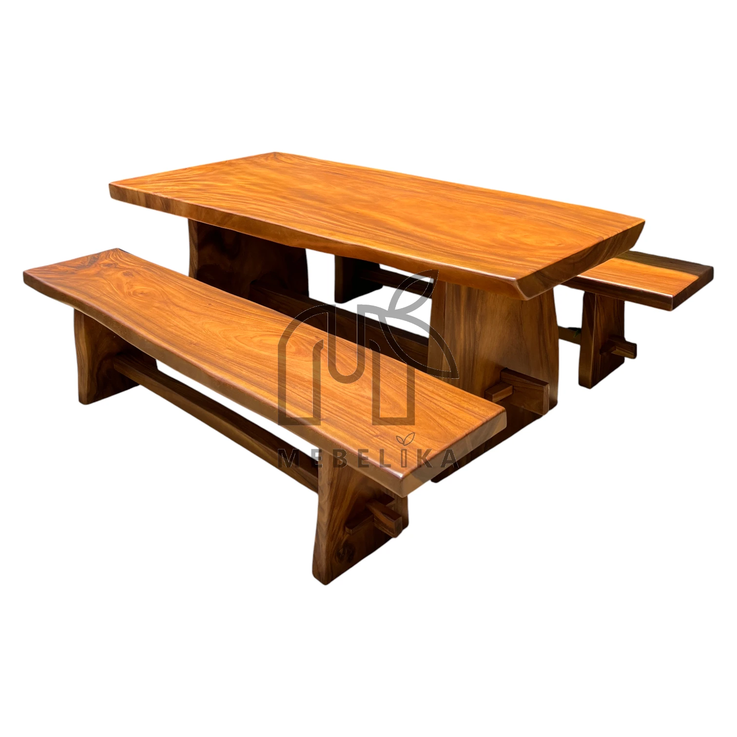 meja makan kayu trembesi solid minimalis