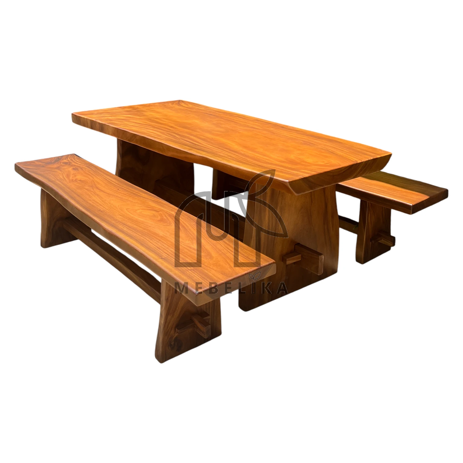 meja makan kayu trembesi solid minimalis