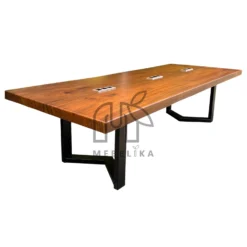meja rapat kantor minimalis kayu trembesi solid