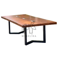 meja rapat kantor minimalis kayu trembesi solid