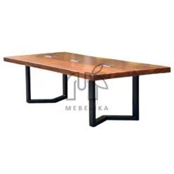 meja rapat kantor minimalis kayu trembesi solid