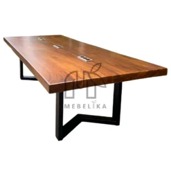 meja rapat kantor minimalis kayu trembesi solid